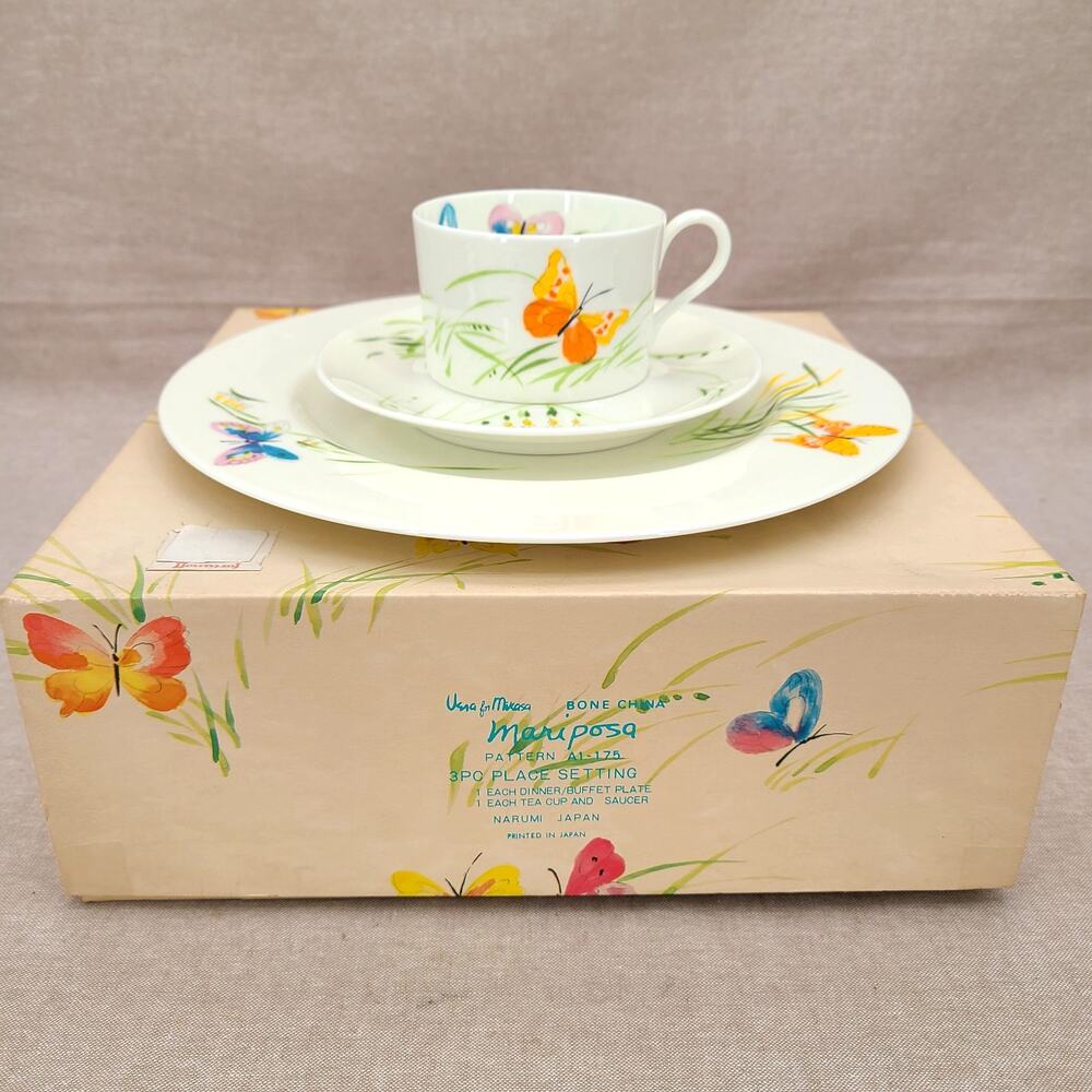 NIB Vintage Mikasa Mariposa by Vera Neumann Japan A1-175 3pc Set w/Dinner Plate